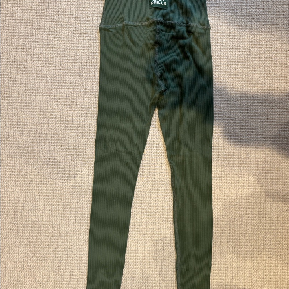 Daily Drills Green Ribbed Leggings
